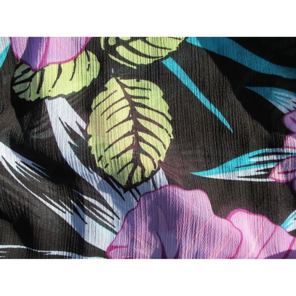 Miken Swim Kimono Cover Up Women's Med Black Floral Lace-Inset Tie-Front Sheer - Picture 16 of 16